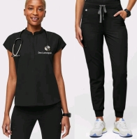 New Size XS / SM Reg Women's FIGS : Personalized Rafaela Three-Pockeuly Scrub Top & High-Waisted Zamora Scrub Top |