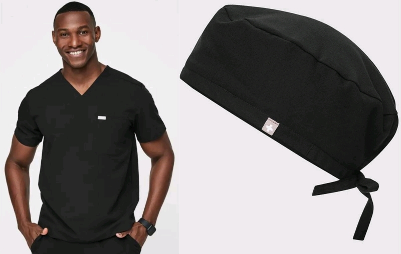 New Size Large / OS Men's FIGS : Leon Long Sleeve Scrub Top & Modern Classic Scrub Cap | Over $70 Retail Value!