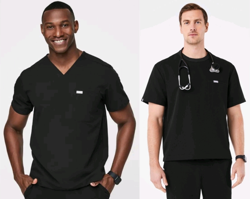 2 New Size MED Men's FIGS Tips : Leon Long Sleeve Scrub Top & Easton Boxy Crew Neck Scrub Top | Over $200 Retail Value!