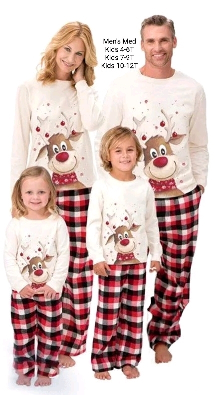 4pcs New Kids 4-6T to Men's Med PAJAMA VILLAGE Reindeer Family Matching Christmas Pajamas | Over $160 Retail Value! See Description or Photos for Sizes