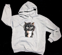 New Size Large Women's "NOPE" Disgruntled Coffee Cat Graphic Hoodie Sweater