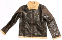 New Size Large Men's PU Leather Bomber-Style Jacket With Faux Fur Lining