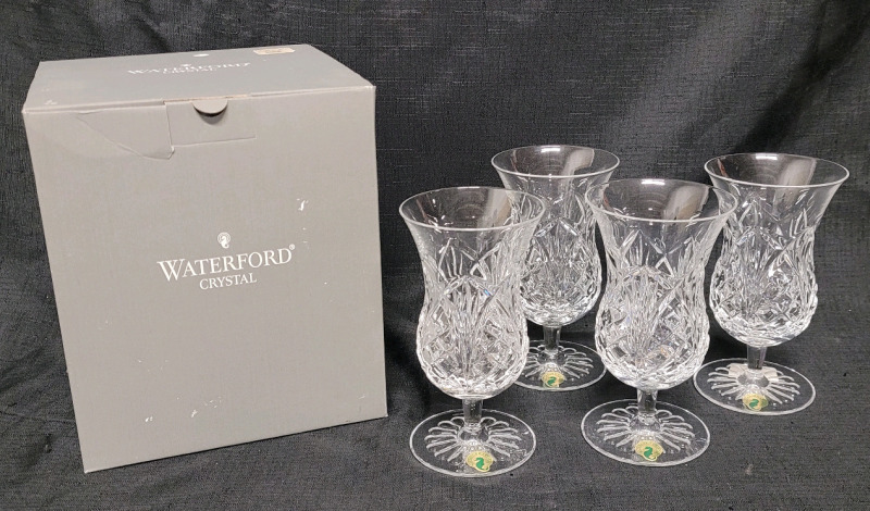 Waterford Crystal Set of 4 Waterville Rose Iced Beverage Crystal Glasses . No chips or cracks. Measures 6.5" tall