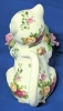 ROYAL ALBERT Old Country Roses 1962 Cat Tea Pot, Creamer & Sugar Dish - No Cracks, Teapot's Petals & Leaves Chipped - 5.25" - 7.75" - 10