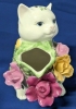 ROYAL ALBERT Old Country Roses 1962 Cat Tea Pot, Creamer & Sugar Dish - No Cracks, Teapot's Petals & Leaves Chipped - 5.25" - 7.75" - 12