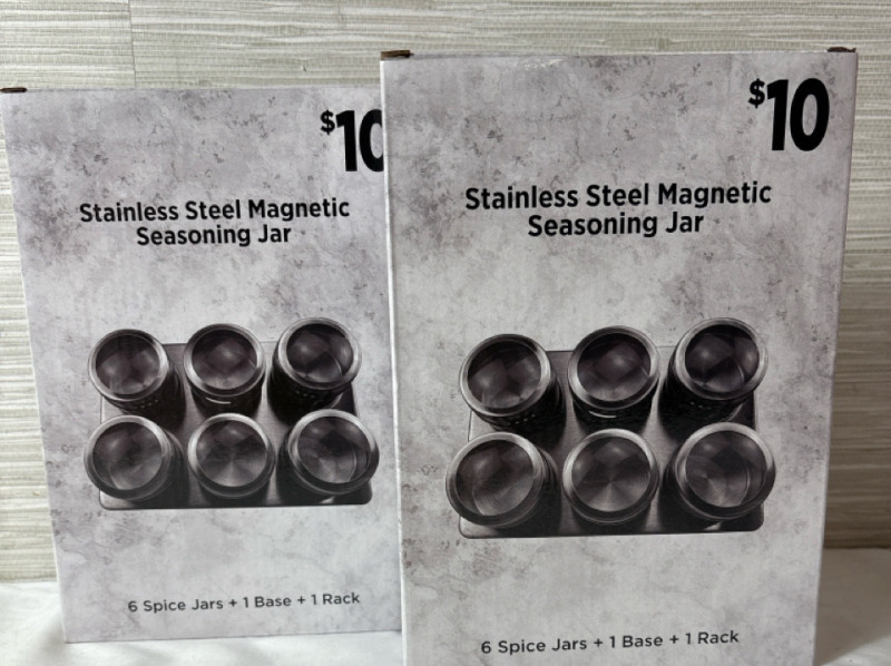 2 New Stainless Steel Magnetic Seasoning Jar
