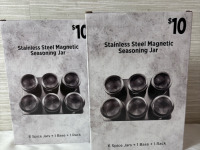 2 New Stainless Steel Magnetic Seasoning Jar