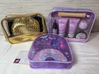 3 New Assorted Mood Joy Beauty & Style Backpacks | Each Bag Includes- Beauty Kit | Cosmetics Bag and Bath Set