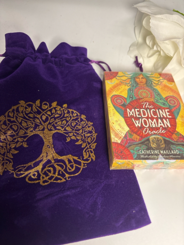 New Sealed Medicine Women Catherine Maillard Intuitive Reading/Spiritual Guide Contains 49 Cards Wisdom of Female Ancestors | Wisdom of Mother Earth | Women Empowerment Purple Tarot Card Storage Bag