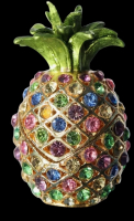 Stunning Metal Pineapple Rhinestone Trinket Box Colourful Gemstones Hinged Enamel Jewelry Chest Approximately 2.5 x 1.5 Inch Pineapple Rhinestone Stud Earrings 1.22 Inch