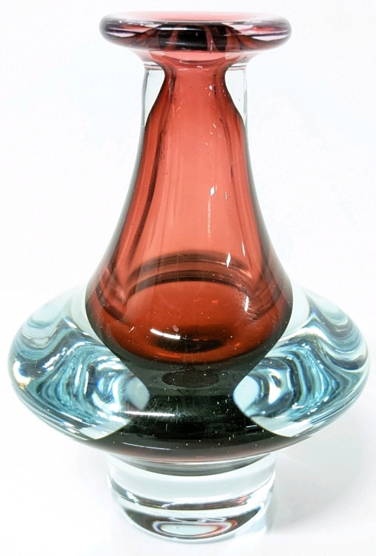 Signed Jan Benda JB For Krystnya Studio Glass Signed Oil Burner / Bud Vase - 4.25" Tall, No Chips or Cracks