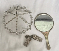 Vintage to Modern Ladies Vanity Lot - Hair Bun Cover, Mirror +