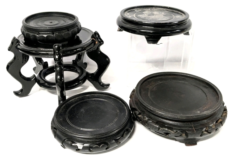 5 Wooden Round Display Stands - 4.5" - 6.5" Diameter, 1.5" - 5.25" Tall