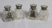 Two (2) Sets BIRKS Sterling w/Mother of Pearl Insert Crystal Salt & Pepper Shakers