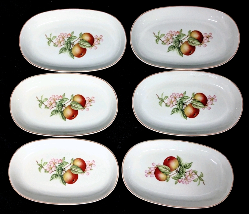 6 ROYAL DOULTON Fine China For Air Canada Raised Edge Oval Dishes - 9" &times; 5.3" Each, No Chips or Cracks