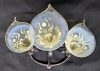 WOW!! Victorian Rare Triple Horn Vaseline Uranium Glass Epergne / Bud Vases in Presumed Silver Plated Holder - 10.25" Tall - 4