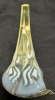 WOW!! Victorian Rare Triple Horn Vaseline Uranium Glass Epergne / Bud Vases in Presumed Silver Plated Holder - 10.25" Tall - 7