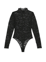 New Size Small Ladies VICTORIA'S SECRET Lace Long-Sleeve Bodysuit, Black | Retails $82.95!