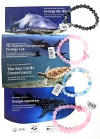 4 New FAHLO Conservation Polished Semi-Precious to Man-Made Stone Expansion Bracelets With Tracking QR Codes : Leatherback Turtle, Whale Shark, Rough-Toothed Dolphin & Great Hammerhead Shark