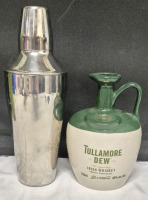 Vintage Tullamore Dew Irish Whiskey Jug 7" Tall & Cocktail Shaker 10" Tall