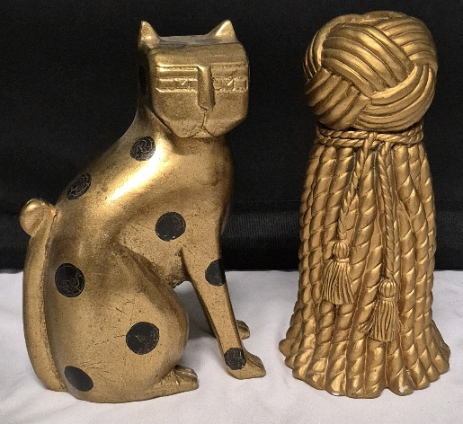 Home Decor Lot - Cat Figure & Candle Holder 8" Tall