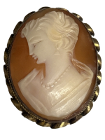 Sterling Shell Cameo Brooch Pendant Circa 1950&rsquo;s Large