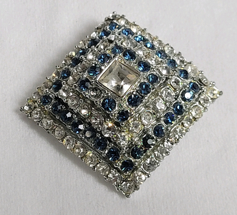 Vintage SPHINX Blue Rhinestone Brooch . Signed & Numbered #9307 on Back . See photos for size