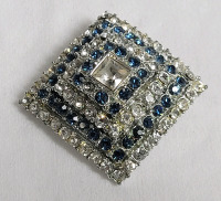 Vintage SPHINX Blue Rhinestone Brooch . Signed & Numbered #9307 on Back . See photos for size