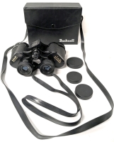 Vintage BUSHNELL Ensign Insta-Focus Binoculars 7 &times; 35, 357ft @ 1000Yds, Fully Coated Optics With Case & 3 of 4 Cover Caps - Made in Japan