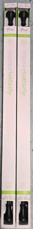 2 New | Kenney Irvington 3/4" Standard Decorative Window Curtain Rod, 66-120", Matte Black | * Retails $70+ *