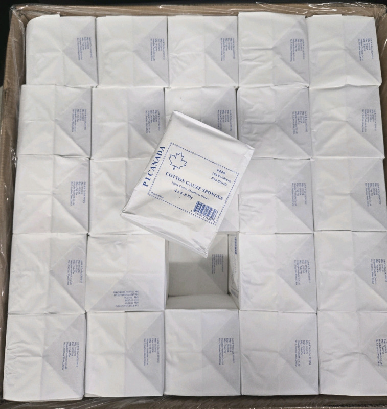 50 New Packs | 5000pcs total Cotton Gauze Sponges | 4x4-8ply- Non Sterile- | EXP 07/ 24
