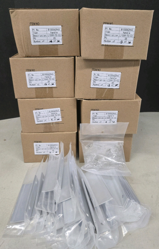 8 New Boxes | 100+ Pcs Total | Appears To Be Model# 8100062943 Metal Handles W/ Hardware ( L1009-70- )