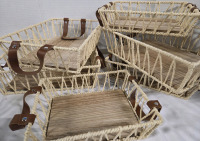 6 New Variety Sized Wicker Storage Baskets | Largest Measures 12" x 10" x 4"