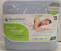 New | King Size 4 Piece Sheet Set | Antimicrobial Treated Fabric for Enhanced Freshness and Odor Protection
