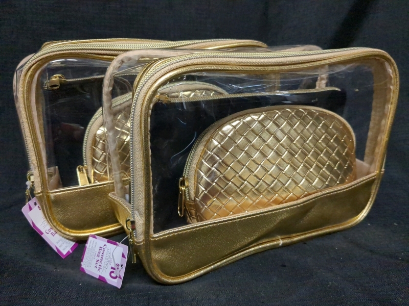 2 New Cosmetic Bag Set of 3, Largest Bag 10x7 inches
