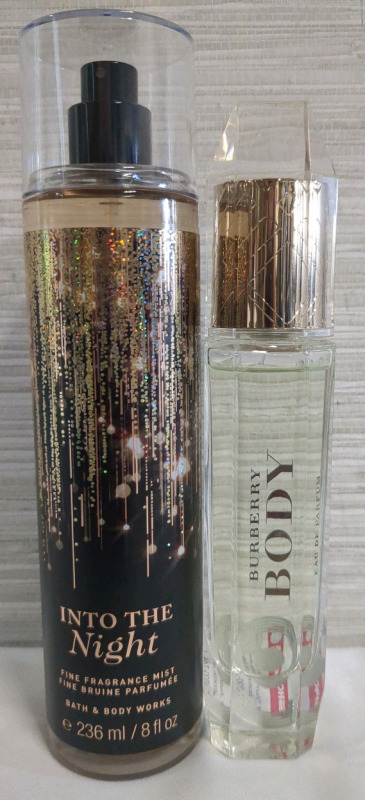 2 New Bottles Perfume/Fragrance Mist; Burberry Body Perfume and Bath & Body Works Into The Night Mist (8 fl oz)