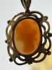 Old Sterling Cameo Carved Shell With Original Chain Signed and Stamped Lady with Amphora - 3
