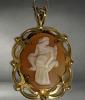 Old Sterling Cameo Carved Shell With Original Chain Signed and Stamped Lady with Amphora - 6