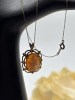 Old Sterling Cameo Carved Shell With Original Chain Signed and Stamped Lady with Amphora - 7