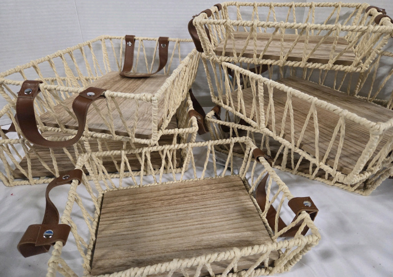 6 New Variety Sized Wicker Storage Baskets | Largest Measures 12" x 10" x 4"