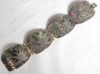 925 Silver Mexico Abalone Shell Panel bracelet . Measures 6 5/8" long .