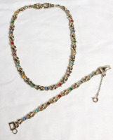 Vintage Signed Barclay Necklace & Bracelet Set w/Extension Pieces . Necklace measures 14" & Bracelet measures 5.5"