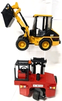 2 BRUDER Germany Plastic Replica Heavy Equipment Replica : Caterpillar Wheel Loader & Forklift - 8.5" Tall