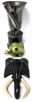 Very Old Presumed Plated Silver Trophy, Vintage Cartoon Turtle Piggy Bank Made in Japan & Small Surprisingly Heavy Elephant Wall Decoration - Trophy 11" Tall