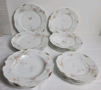 Vintage Charles Ahrenfeldt Limoges Porcelain France Plates & Soup Bowl Set . Missing One (1) Soup Bowl