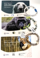 3 New FAHLO Conservation Polished Semi-Precious to Man-Made Stone Expansion Bracelets With Tracking QR Codes : Polar Bear, Silverback Gorilla, American Red Wolf
