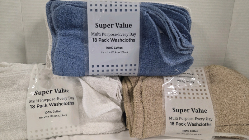 54 New | Multi-Purpose Everyday Washcloths | Measures 11" x 11" Ea.