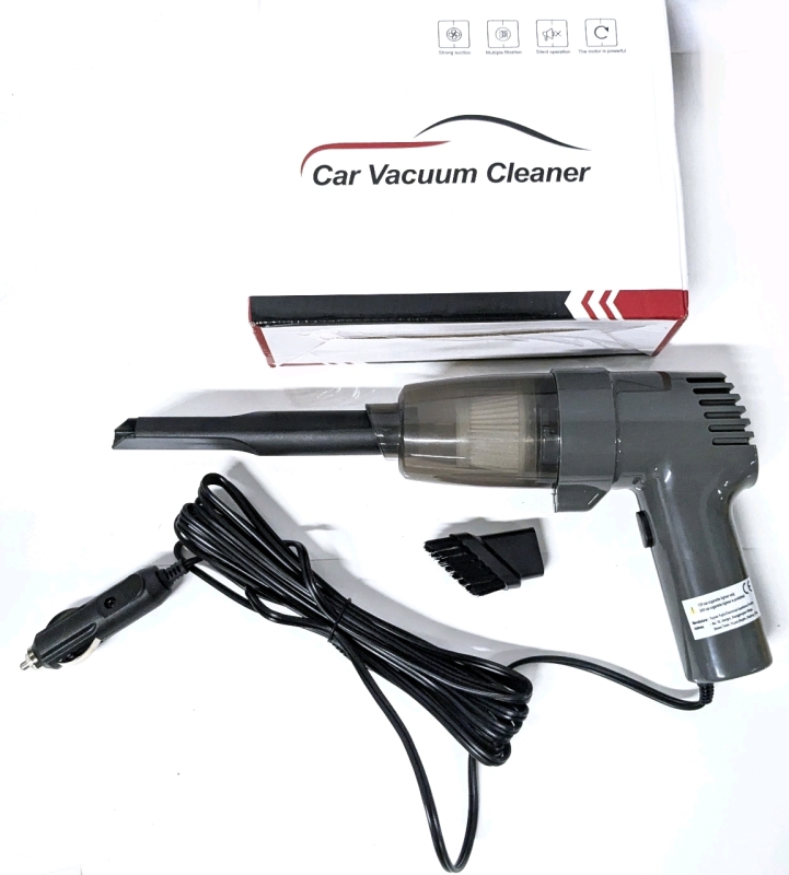 New Handheld Car Vacuum Cleaner With Batrel & Brush Attachments - Powered by 12V Car Cigarette Lighter - 6.75" Long Excluding Barrel