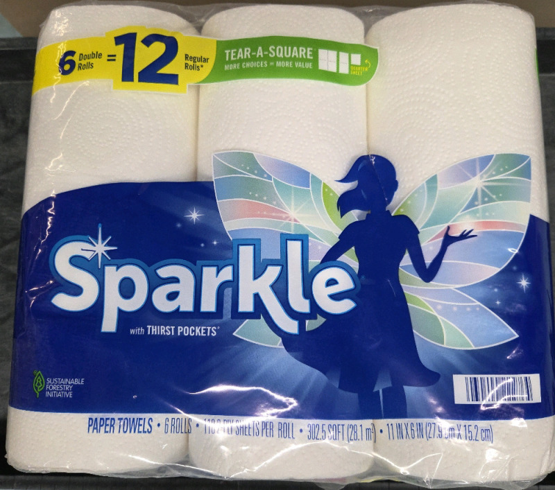 6 New Rolls | Sparkle Paper Towels | 110 2-ply Sheets Per Roll | 11" x 6"
