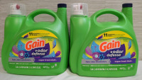2 New Jugs Gain + Odor Defense Laundry Detergent 5.44L per Jug